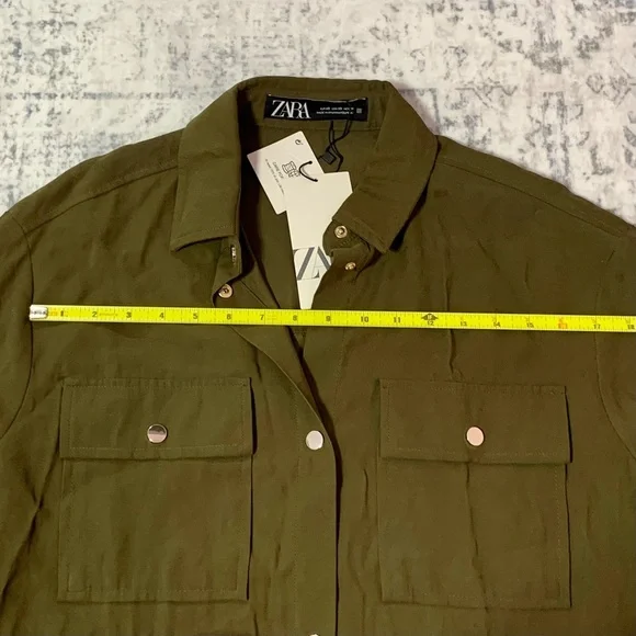 ZARA Army Green Longline Utility Jacket/Dress XS - Picture 8 of 16